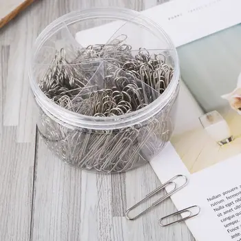 

500Pcs 500Pcs 28mm/1.10in 50mm/2.0in Paper Clip With 6-Grid Storage Case Silver Photo Clip Bookmark DIY Handmade Decor School