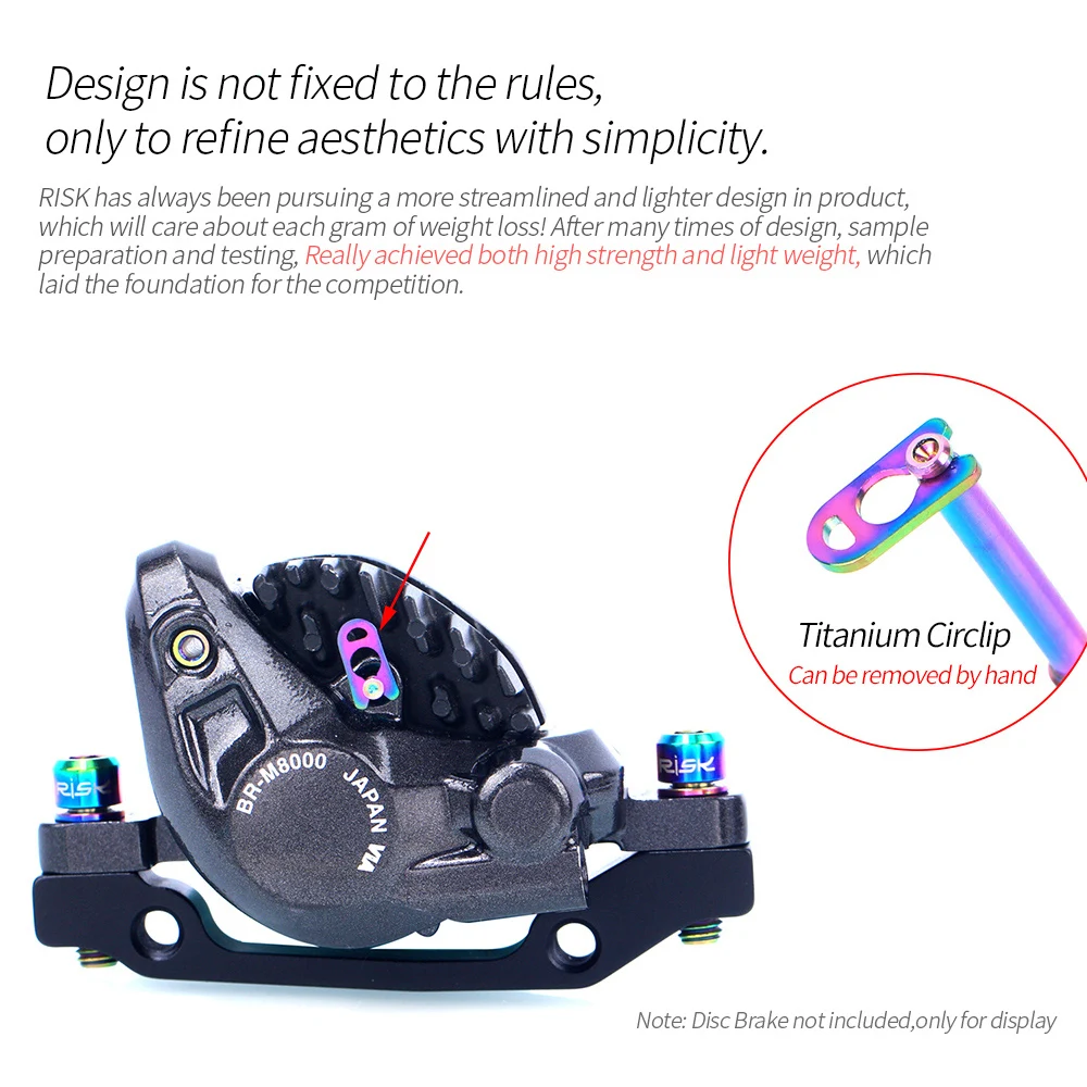 Bicycle Disc Brake Pad RISK Bicycle Hydraulic Disc Brake Pad Bolts M4 Titanium Alloy Fixing Pin Inserts Caliper Hexagon Screws Retainer Pin With Circli