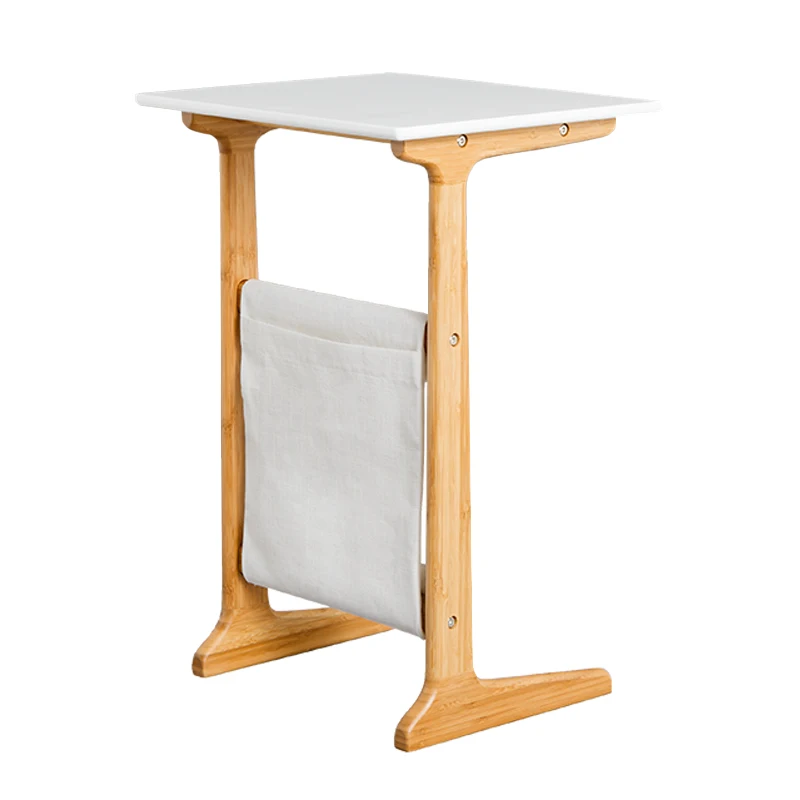 

Natural Bamboo Coffee Table Tea Wood Plastic Desk Leisure Magazine Storage Rack with Bag
