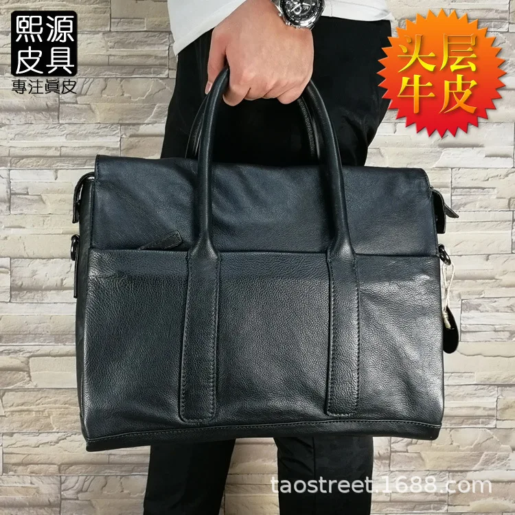

Genuine Leather Men Soft First Layer Leather Bag Fashion Simple Multi-part Layer Business Computer Briefcase Handbag