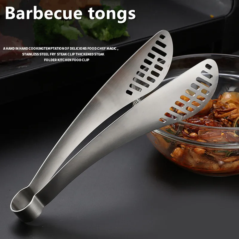 Creative 304 Stainless Steel Hollow Food Tongs Barbecue Steak Clip Bread Cake Clamp Cooking Baking Tools Kitchen Accessories