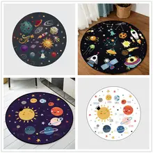 Мультяшный Галактический космический Круглый 3D коврик фланелевый декор для детской комнаты ковры для гостиной домашний коврик для детской спальни ползающий коврик