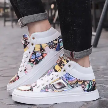 

Super fire spring and autumn explosion models high tide men's graffiti shoes fashion casual hip hop personality wild tide shoes