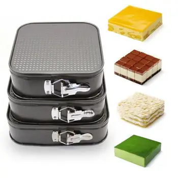 

3Pcs/Set Square Non Stick Spring Form Cake Baking Tray Bakeware 8Inches 9Inches 10Inches