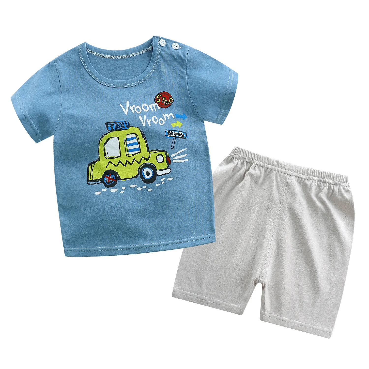 Novo verão meninos agasalho da criança roupas impressão do carro t camisas + shorts conjunto de roupas para o bebê crianças vestir 6 yeras outfits