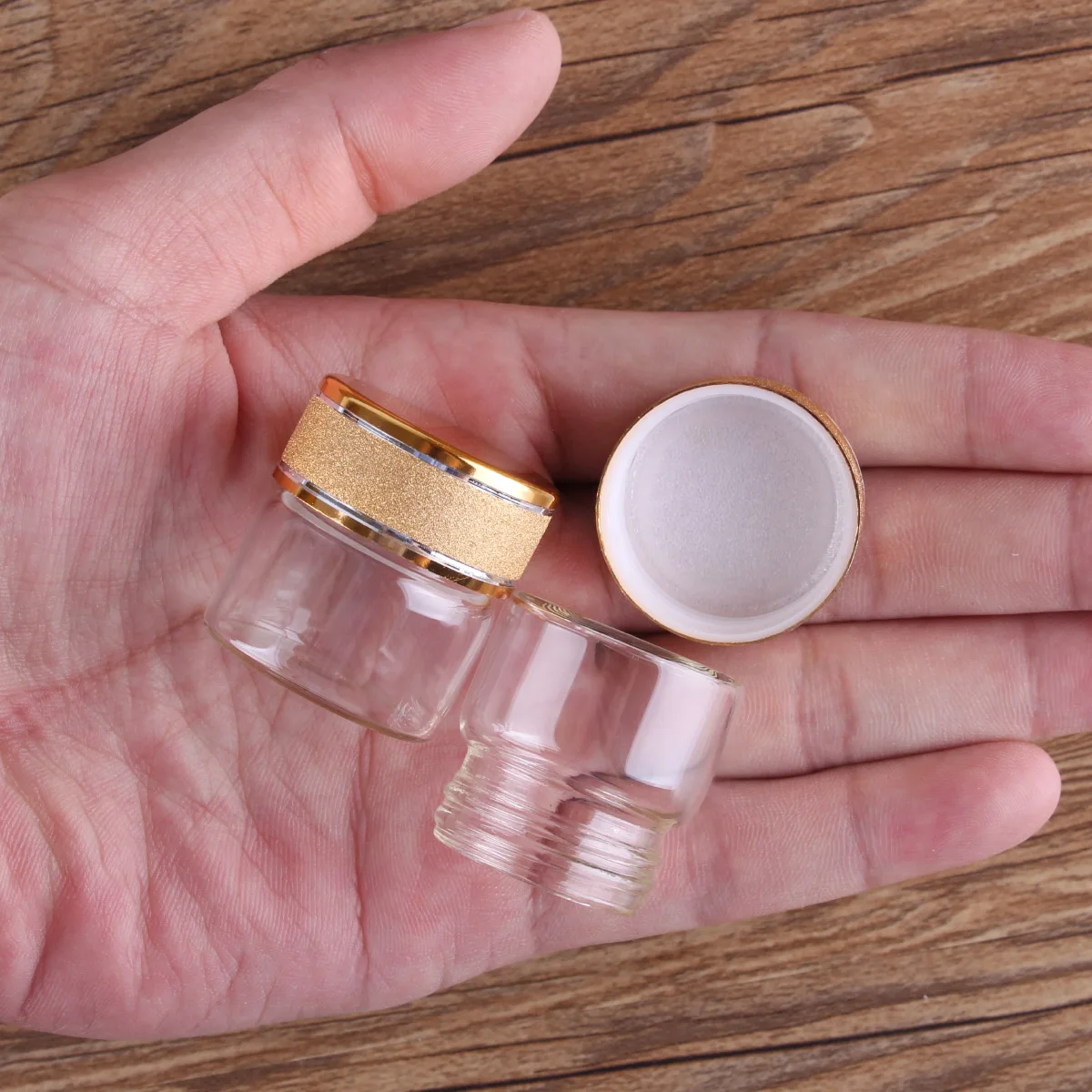 24 pieces 10ml 30*30mm Glass Bottles with Golden Frosted Caps Transparent Glass Perfume Bottle Spice Bottles Spice Jars 3