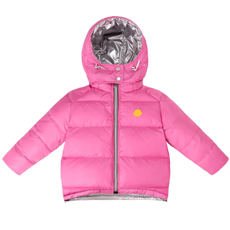 Детский Зимний пуховик для девочек, утепленные пальто куртка для мальчиков Двусторонняя верхняя одежда с капюшоном для детей от 3 до 10 лет, белые пуховики на утином пуху
