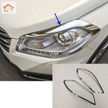 

Front head Light lamp detector frame stick styling ABS Chrome trim cover 2pcs For Suzuki S-cross scross SX4 2014 2015 2016 2017