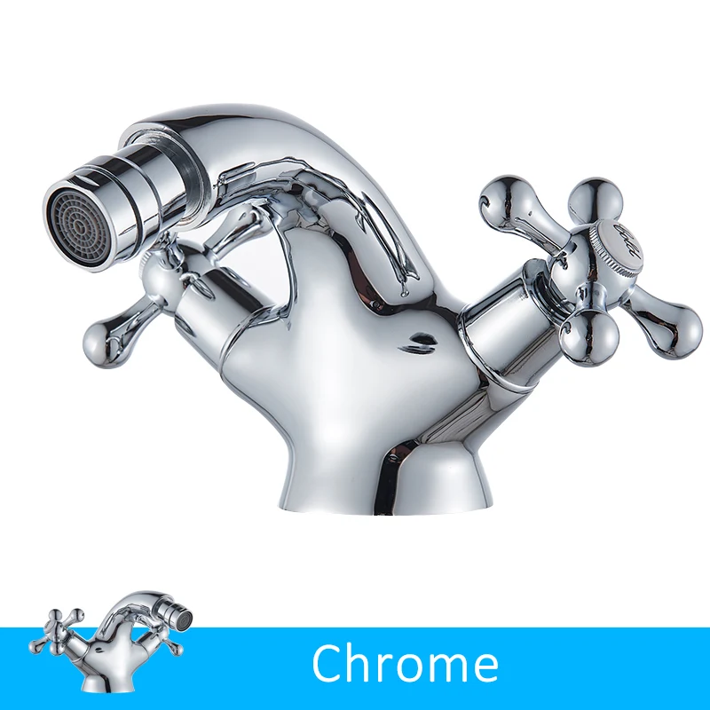 Chrome Vidric античная латунь биде смеситель для душа двойной крест ручки смеситель горячей и холодной воды кран без свинца носик кран для туалетной воды - Цвет: Chrome