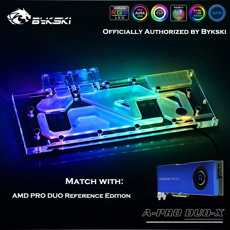 Bykski A-PRO DUO-X полный охват GPU водяной блок для VGA AMD RADEON PRO DUO Reference Edition кулер для видеокарты радиатора