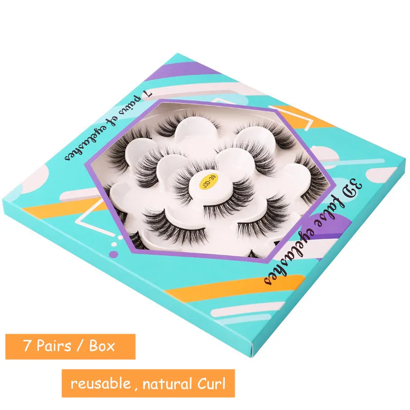 

7 Pairs Faux Cils Eyelashes Natural Curl Thick Long False Eyelashes Fake Lashes Makeup Extension Eyelashes Maquillaje Lashes