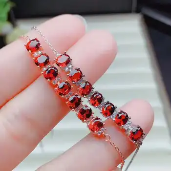 

Myanmar natural Garnet Bracelet 925 silver green gemstone 4x5mm