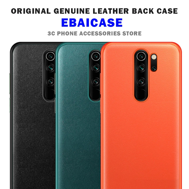 

For Redmi Note 8 Pro Case Original Genuine Leather Back Cover Silicone Cover for Xiaomi Mi 10 Redmi K30 Note 9 8 Pro Case Funda