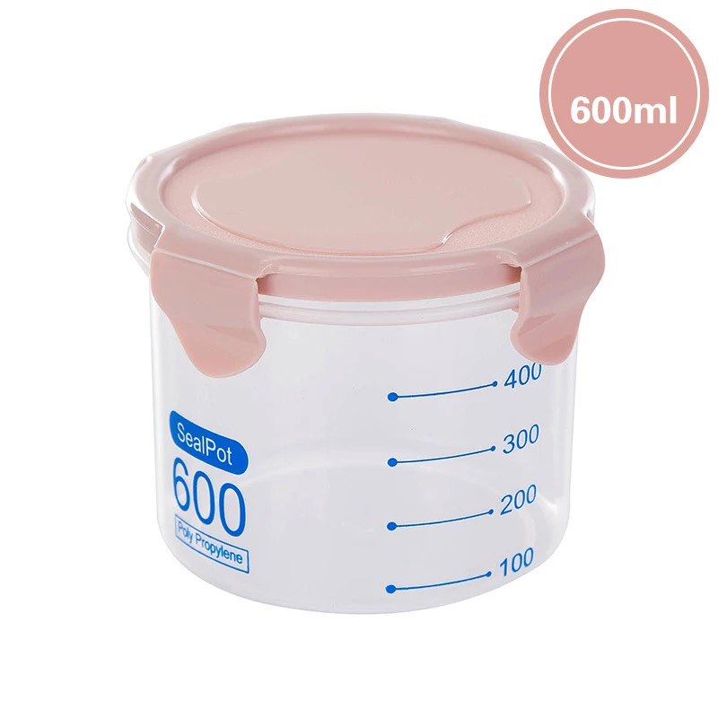 Pink 600ml Прочный кухонный контейнер для хранения зерновых зерен бобов и риса, чехол для дома - Цвет: Pink 600ml