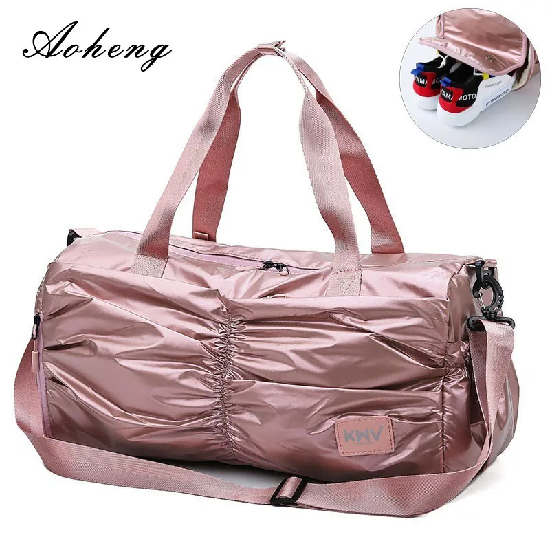 Pailletten Brief Print Weekend Duffel Tassen унисекс Bagage Reizen fitness Handtassen voor Vrouwen Mannen BAGGAGE ROZE Print Sport