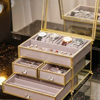 

Handmade Dustproof Jewelry Box Earring Storage Box Desktop Stud Earrings Storage Gadgets Capacity Affordable Luxury Watch Box