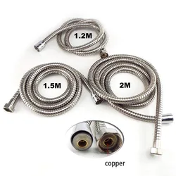 1.2m/1.5/2m Flexible Shower Hose Tube for Home Bathroom Shower Water Hose Extension Plumbing Pipe Pulling Stainless Steel