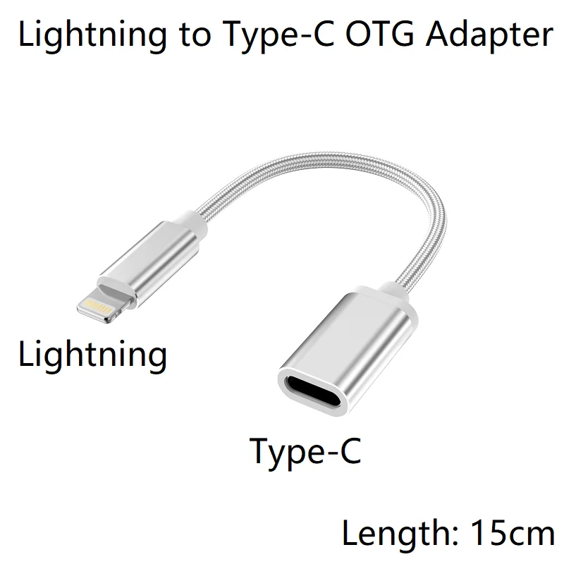 Адаптер Lightning Male to type-C Female OTG для iPhone 11 Pro Max, Xs Max, Xr, iPad Air, iPod поддержка USB-C цифровых наушников DAC - Цвет: Silver