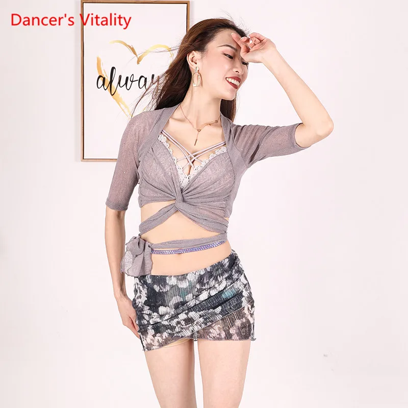 

Belly Dance Suit Women Shirt Sexy Half Skirt Short Skirt Dance Costume Oriental Dance Costume Mesh Set