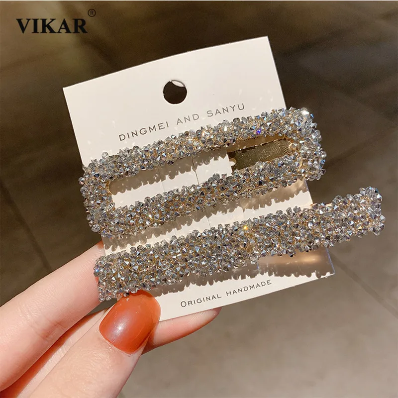 2PCS/Set Crystal Hair Clips Women Shiny Hair Ornament Hairpins Barrettes Fashion Headbands Hair Accessories Head Jewelry VIKAR star hair clips