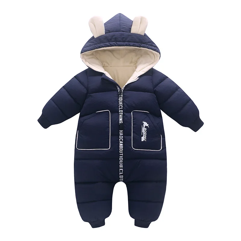 

Winter New Born Baby Romper Boy Clothes Plus Velvet Warm Snowsuit Overall Children Girl Jumpsuit Infant 6-24M Hooded Coat