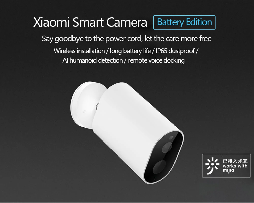 Original Xiaomi Mijia Smart Camera Battery Gateway 1080P F2.6 AI Humanoid Detection IP65 Waterproof 360 IP Wireless Cameras Cam