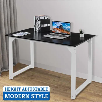 

Wooden Folding Computer Laptop Desk 43" Modern Style Computer Desk With Shelves for Home Office Studying Living Room