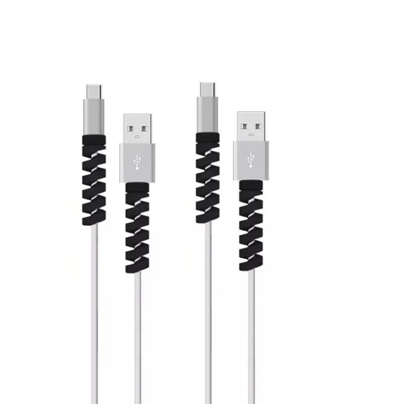 4 шт. Универсальный простой в использовании USB провод протектор для кабеля передачи данных сплошной мягкий анти-сломающаяся крышка зарядная линия спиральная намотка линия мобильного телефона