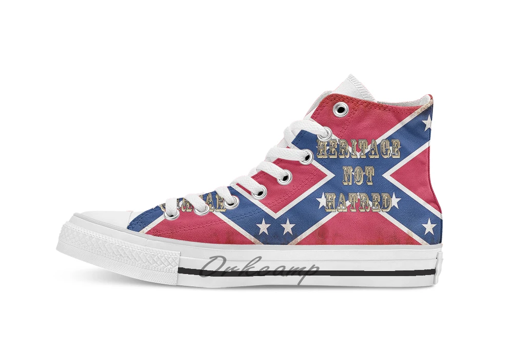 Heritage Not atteny Confederate Flag дышащая Повседневная Высокая обувь на шнуровке холщовая Обувь Кеды Прямая