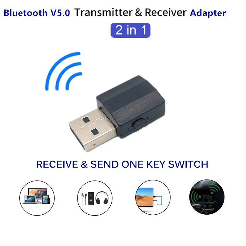 2 в 1 Bluetooth 5,0 аудио приемник передатчик беспроводной адаптер Мини 3,5 мм AUX Стерео Bluetooth передатчик для ТВ ПК автомобиля