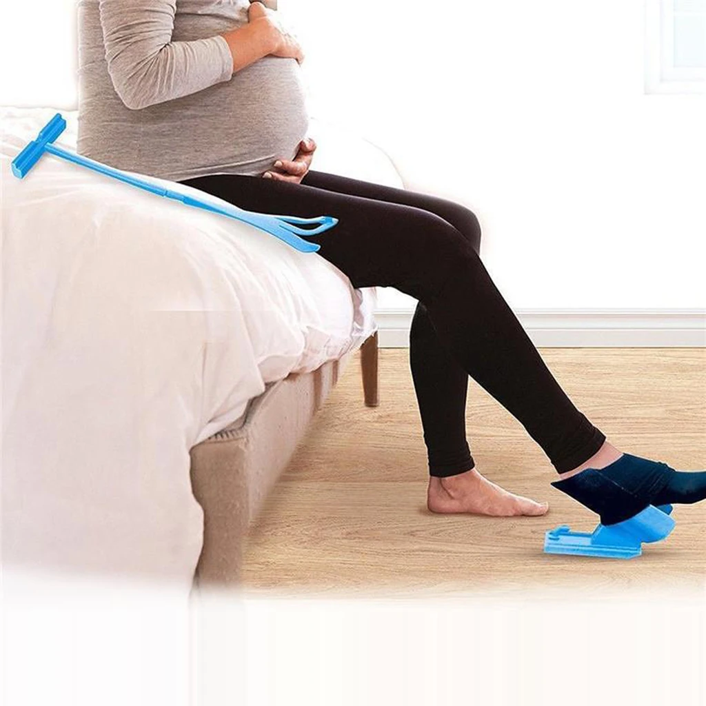 1pcs Sock Slider Aid Blue Helper Kit No Bending Shoe Horn Socks Foot Brace Support Helps Put Socks On Off shoe horn sock aid kit