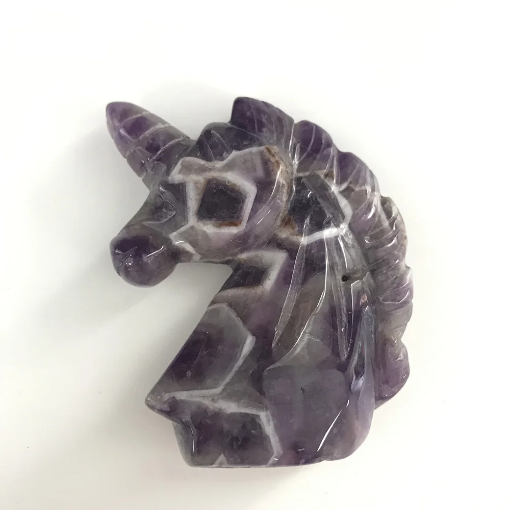 High Quality Natural Stone 2 inches Dream Amethyst Unicorns Shape Stone Hand Crafted& Polished For Gift&Home Decor WT