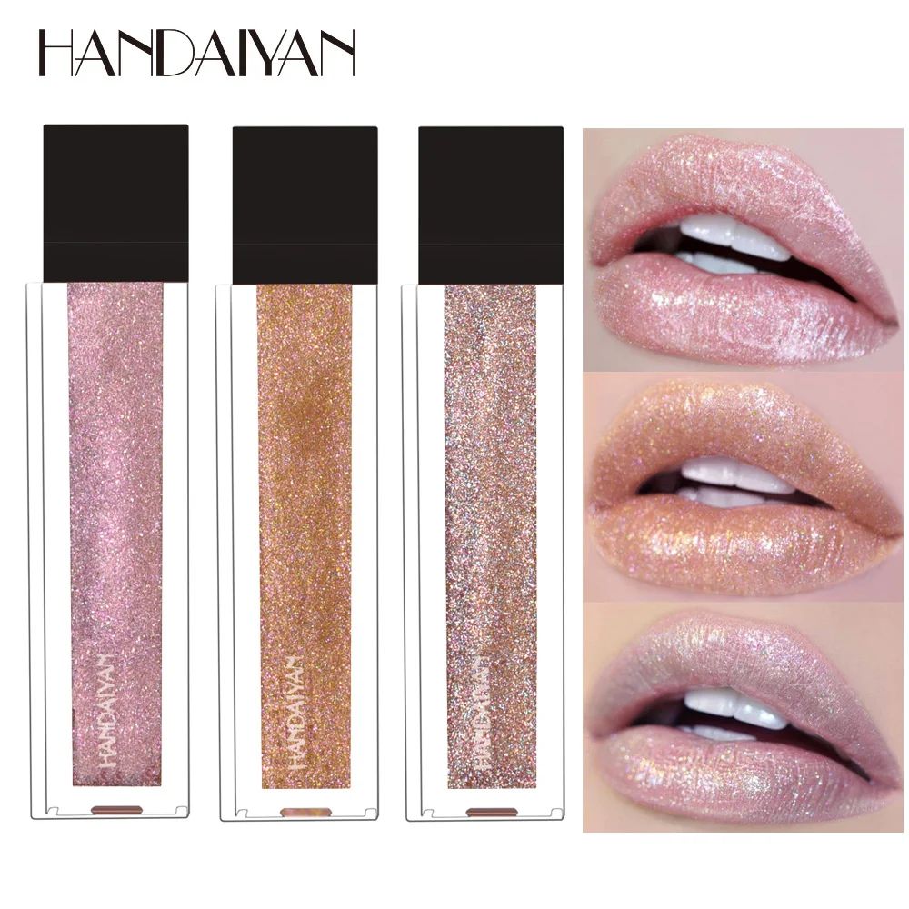 HANDAIYAN Diamond Shinny Lip Gloss Lips Makeup Cosmetics Glitter Liquid Lipstick Shimmer Matte Maquiagem Mate Batom Lipgloss | Красота и