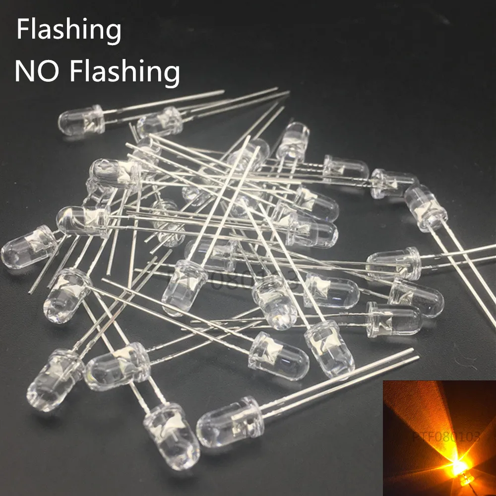 1000PCS 5mm LED Flicker Diodes Flashing Yellow Blinking Candle Light Emitting Diode Flickering Flash Blink Diodo danshan Y 12v 3 pin cf13 cf14 jl 02 electronic car flasher relay to fix led light turn signal hyper flash blinking light