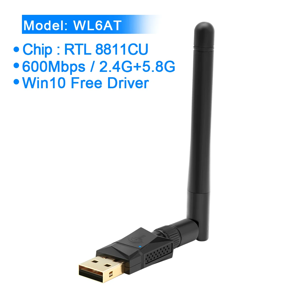 WL6AT Rocketek 600 Мбит Dual Band Беспроводной USB Wi-Fi Dongle адаптер, с 802.11n/g/b Телевизионные антенны Wirless сети lan карты 802.11a/G/N/AC - Цвет: WL6AT