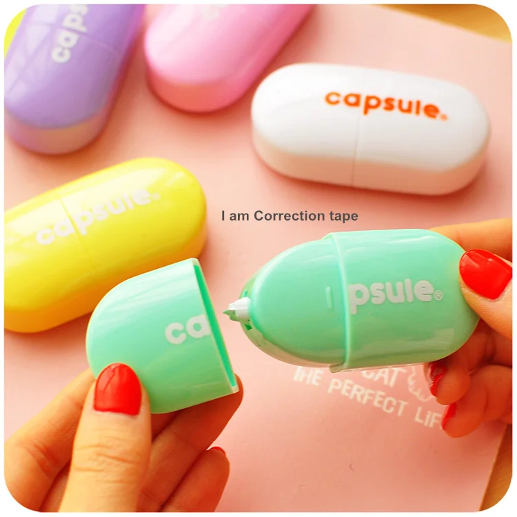 2 шт./партия конфетная цветная капсула коррекционная лента мини таблетки 5 мм белые корректирующие ленты Канцтовары офисный школьный корректирующий A6532