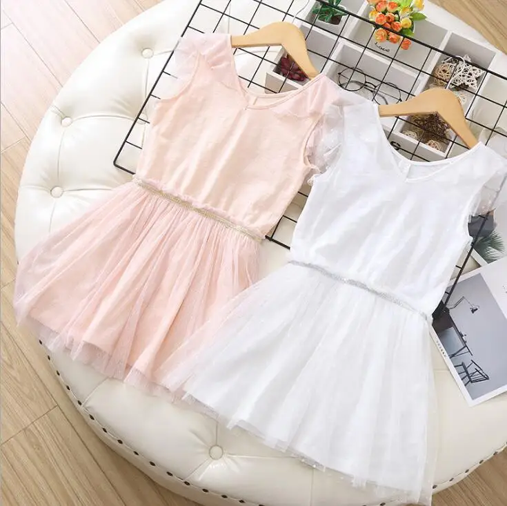 Г. Летние Мягкие сетчатые платья в горошек для девочек-подростков; платье принцессы; милое детское платье; 5 шт/лот;