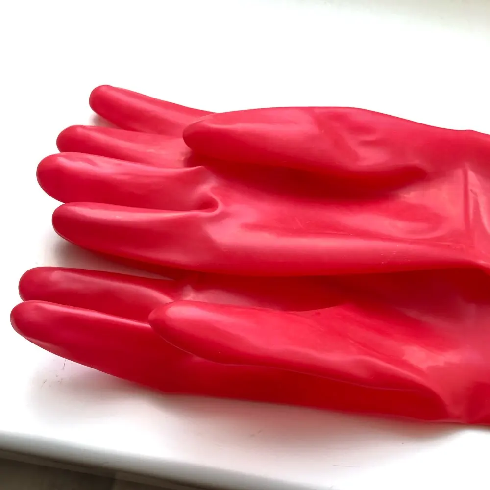 Adult Unisex Black Latex Long Gloves Opera Fetish Latex Gloves Rubber Arm Long Mittens Fingered Red