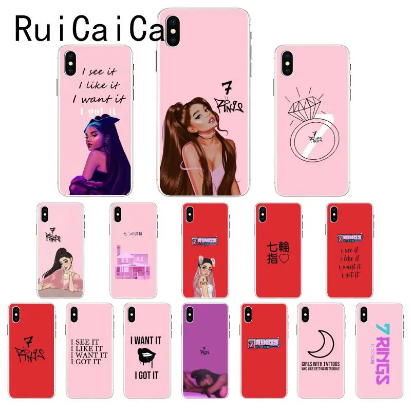 Ruicaica Ariana Grande-7 колец ТПУ чехол для телефона iPhone X XS MAX 6 6S 7 7plus 8 8Plus 5 5S XR 10 | Мобильные