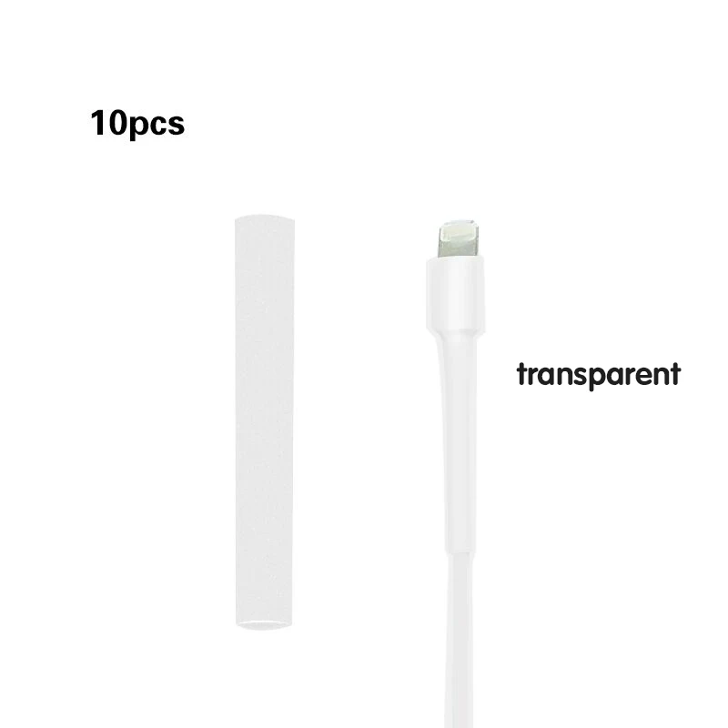 Прозрачный 10 шт. для iphone кабель для освещения фиксированная термоусадочная пленка термоусадочная трубка рукав Usb кабель трубка для iPad iphone 5/6/5S/6s/X XS XR MAX - Цвет: Прозрачный