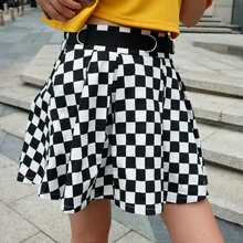 Сексуальная Женская мини-юбка, черная и белая клетчатая юбка, тонкие короткие женские юбки, плиссированная юбка Harajuku, клетчатая юбка, одежда в стиле барокко