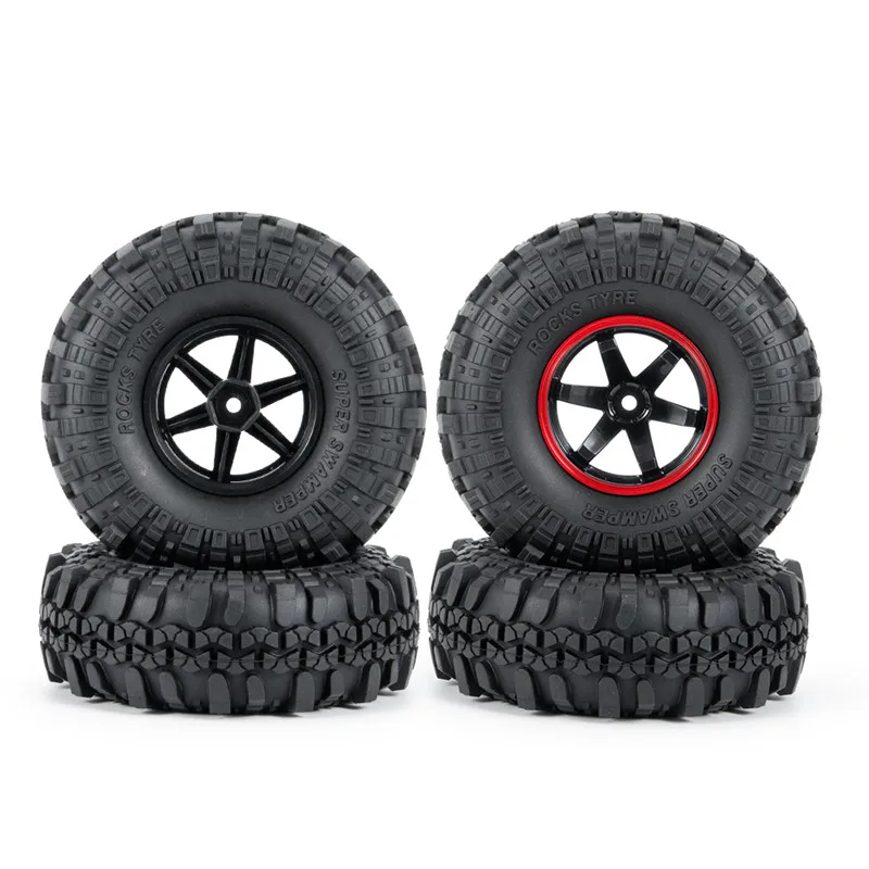 

1:10 RC Rock Crawler 1.9 Inch Rubber Tires & Plastic Wheel Rim Set for Axial SCX10 Tamiya CC01 D90 TF2