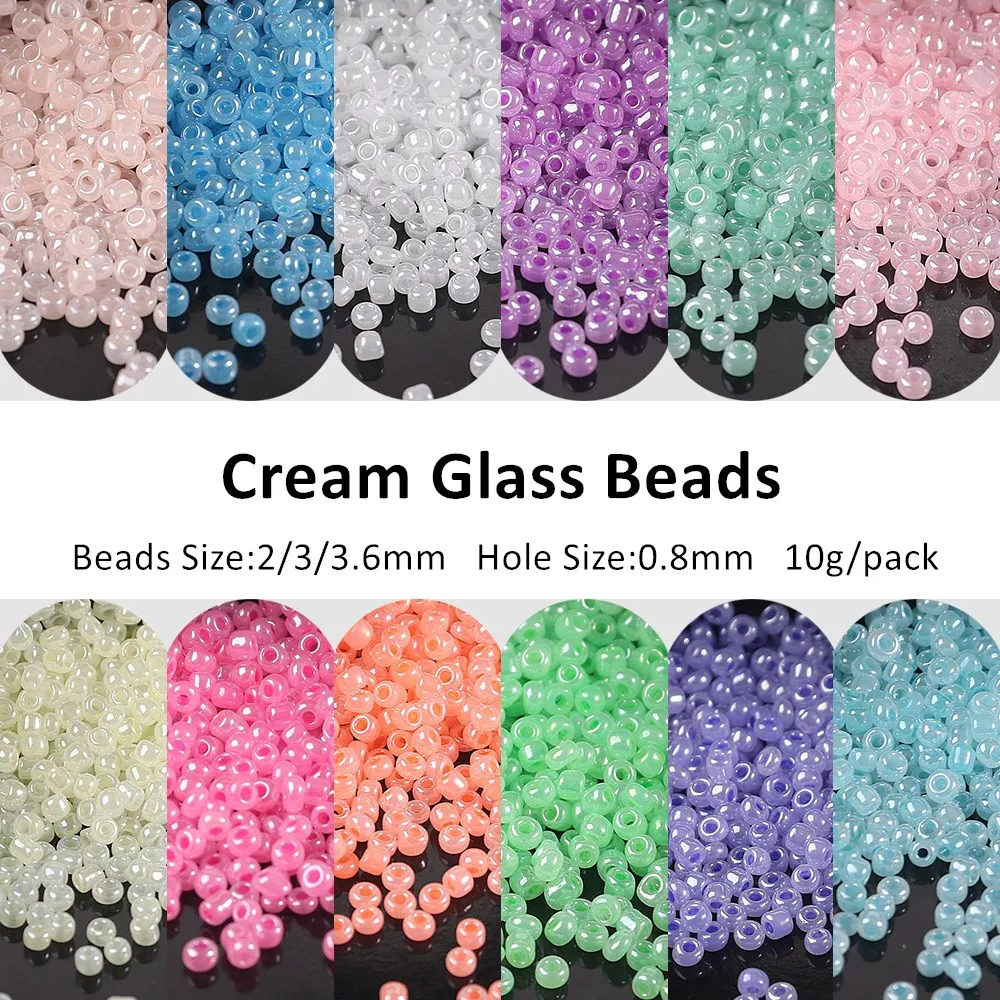 

1000pc 2mm Cream Glass Beads Glossy Czech Round Spacer Glass Bugle Seedbead For Jewelry Making Necklace Bracelet Diy Accessories