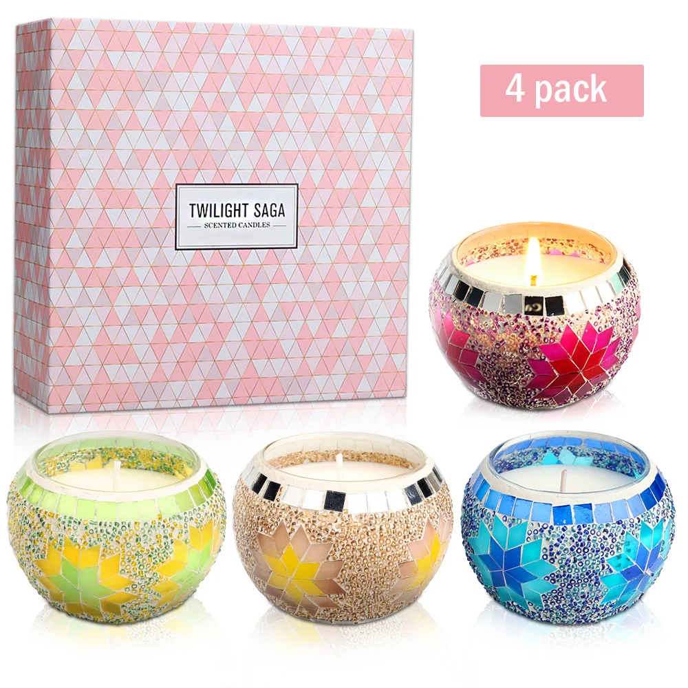 

NEWKBO Aromatherapy Candles Mosaic Set of Four Scented Candle Gift Sets