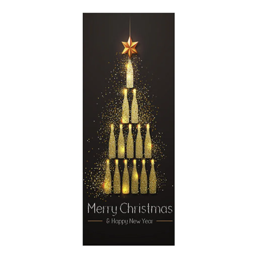 3d Christmas Door Stickers Home Decoration Decals Self-adhesive Door Waterproof Mural Living Room Kids Room Door Decoration