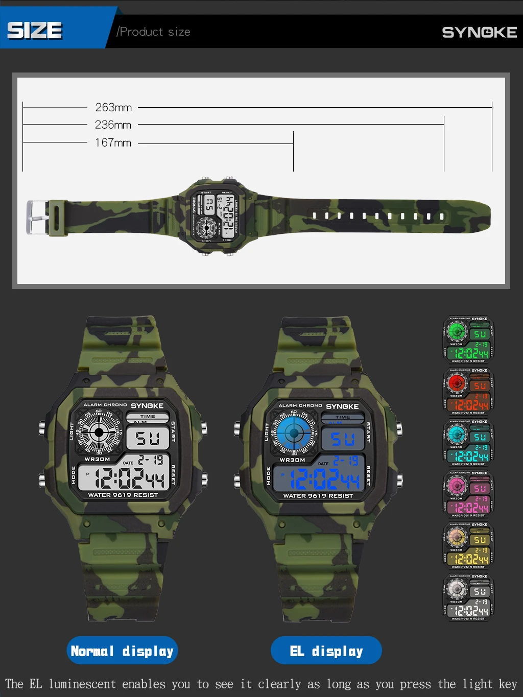 PANARS спортивные военные детские часы студенческие Детские цифровые часы камуфляжные зеленые модные красочные светодиодные часы-будильник для мальчиков