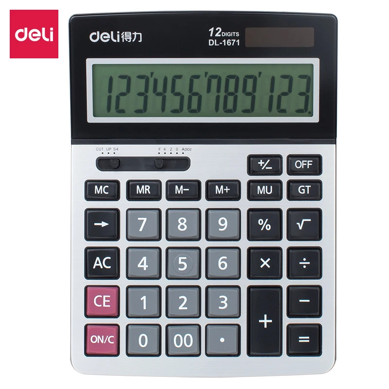

Dual Power Business Desktop Calculator 12 Digits Large Screen Plastic Button Desktop Computer Calculadora Escolar Canetas