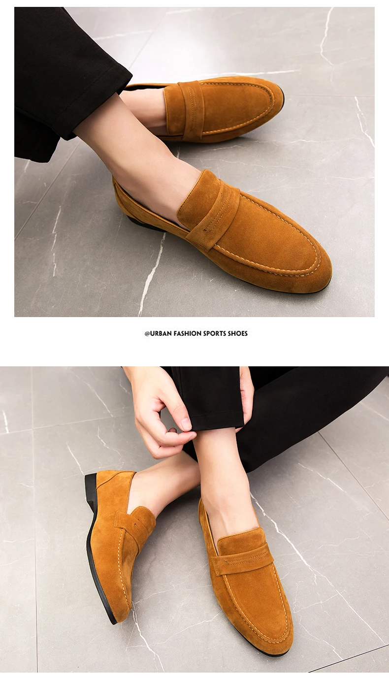 С волнообразным краем; Zapatos De Hombre Весна Для мужчин лоферы из замшевой кожи на плоской подошве; Повседневная обувь; дышащие слипоны; мягкая спортивная обувь мокасины, обувь для вождения