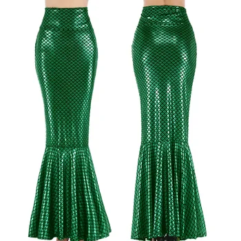 

Sexy Mermaid High Waist Fishtail Maxi Skirt Faldas Mujer Moda 2019 Skirts Womens Jupe Femme Red Holographic Long Skirt
