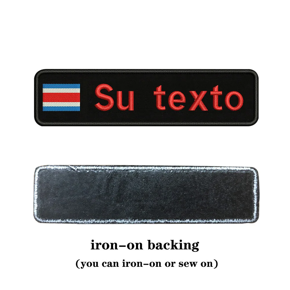 Custom Embroidery Costa Rica National Flag Text Patch 10cm*2.5cm badge Iron On Or Velcro Backing For Clothes Pants Backpack Hat - Цвет: Rose red-iron on